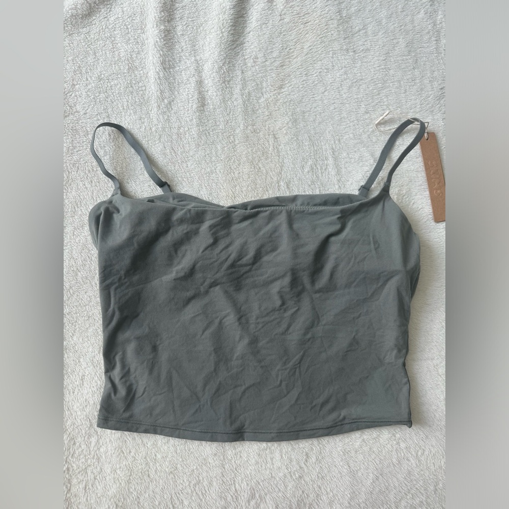 SKIMS NWT Fits Everybody Cropped Cami Top Bralette Size XS Gunmetal Gray RARE - Picture 4 of 4